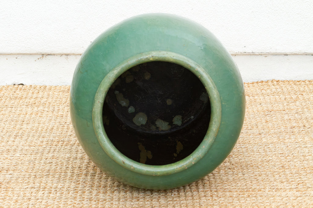 Tall Martaban Jar with Green Glazed Finish