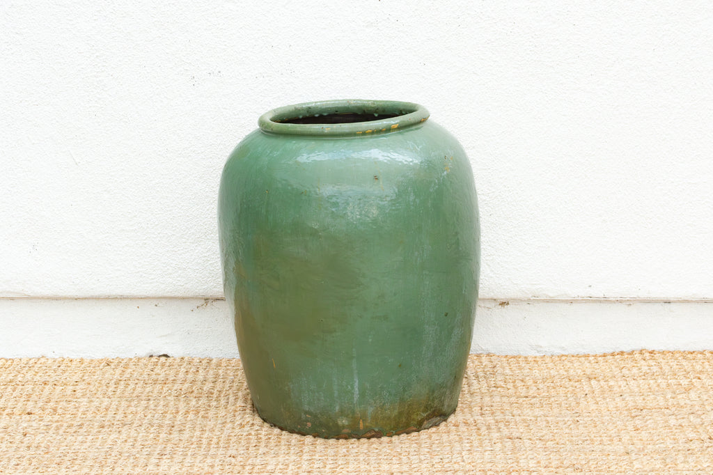 Monumental Silk Road Celadon Glazed Pot