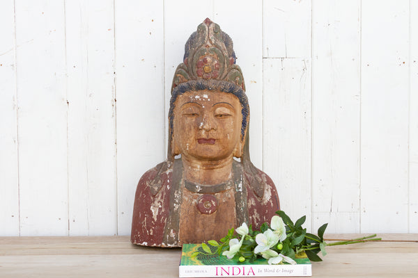 Antique Quan-Yin Wooden Bust