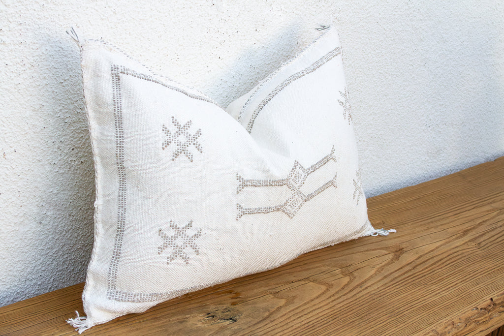Frost Star White Lumbar Moroccan Silk Pillow (Trade)