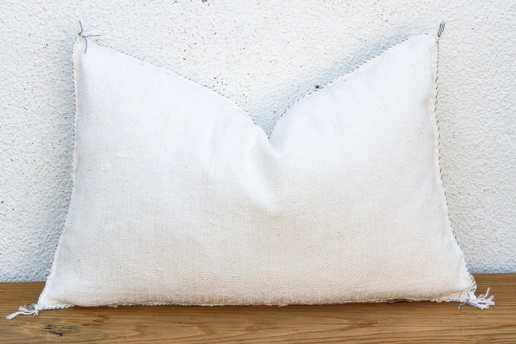 Frost Star White Lumbar Moroccan Silk Pillow (Trade)