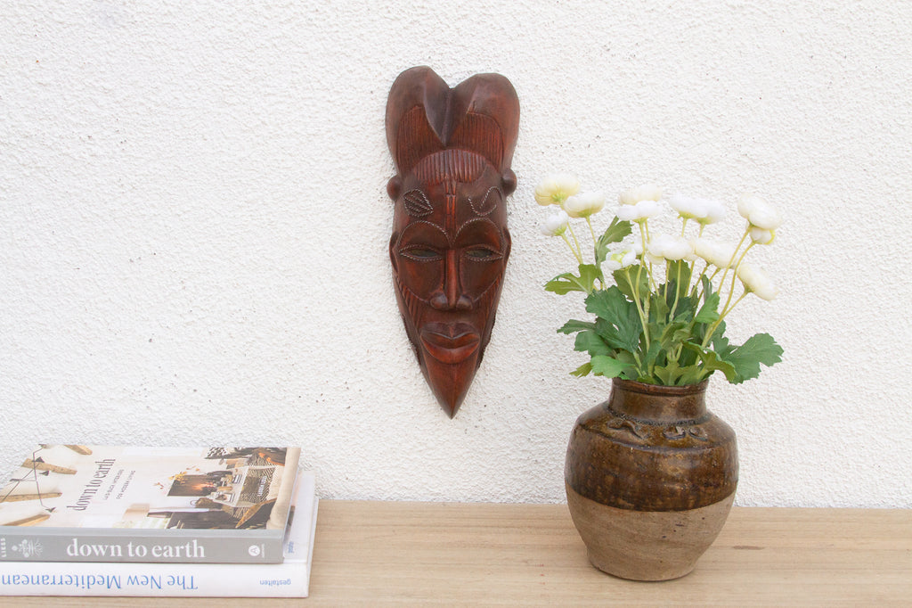 Polished Brown African Mask Wall Art