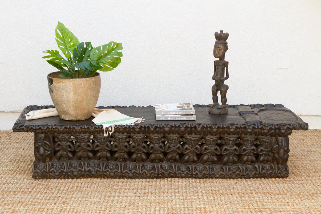 Finely Carved Ebonized Brown Bamileke Bed