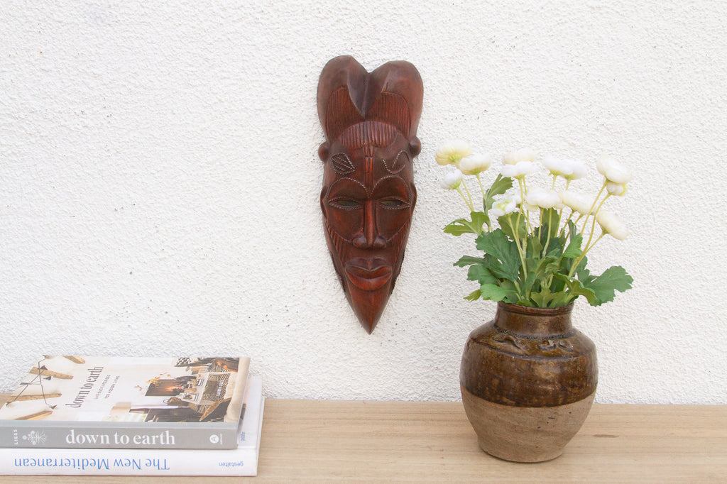 Polished Brown African Mask Wall Art