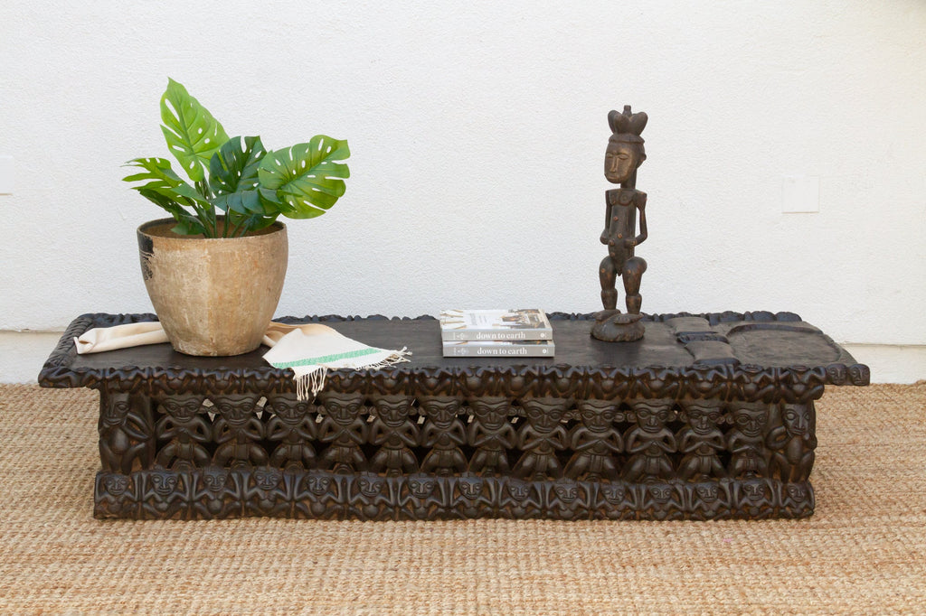 Finely Carved Ebonized Brown Bamileke Bed