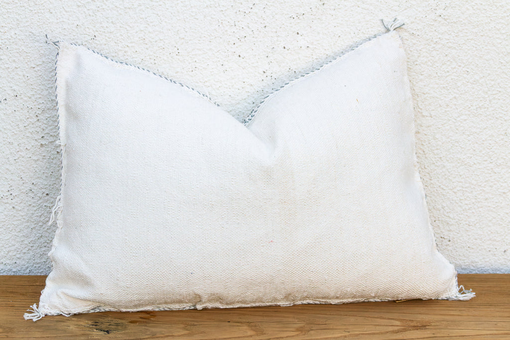 White & Charcoal Trellis Lumbar Moroccan Silk Pillow