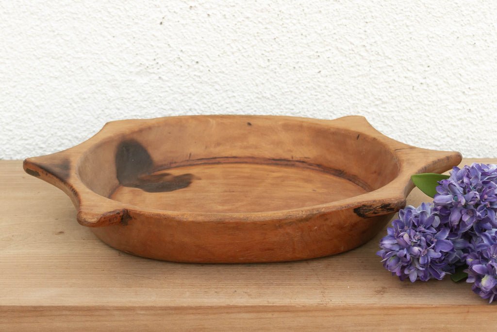 Rustic Hand-Carved Tray with Handles