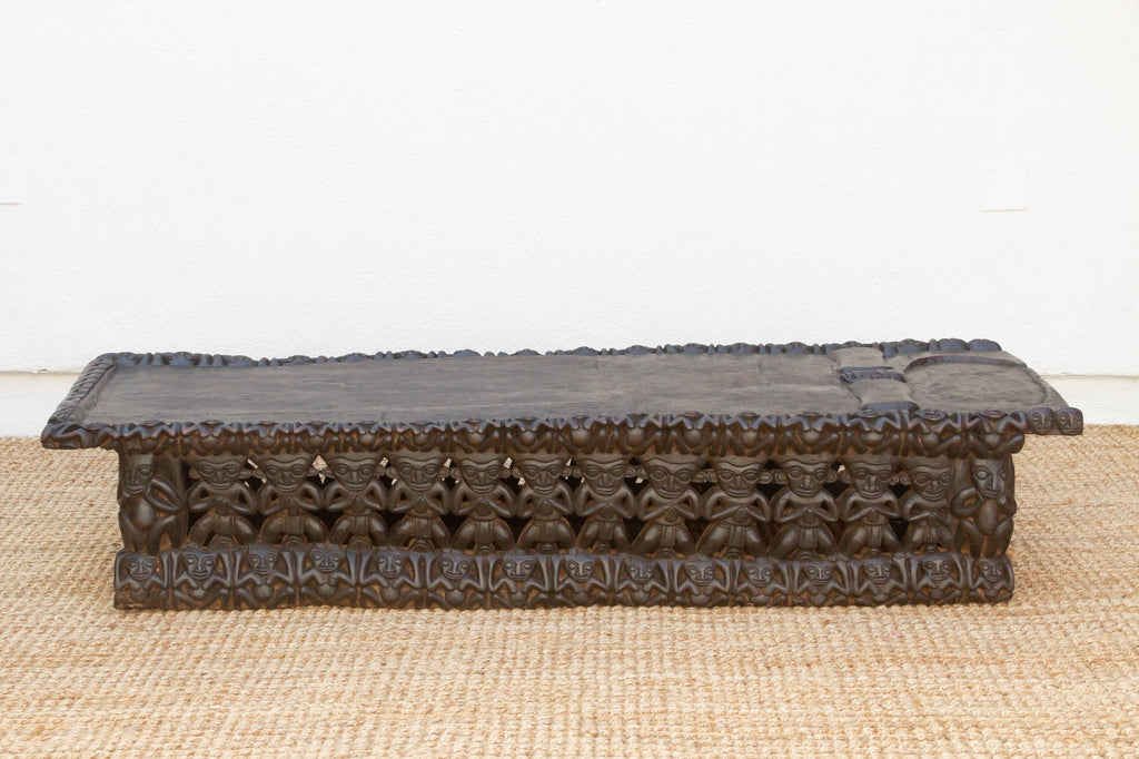 Finely Carved Ebonized Brown Bamileke Bed