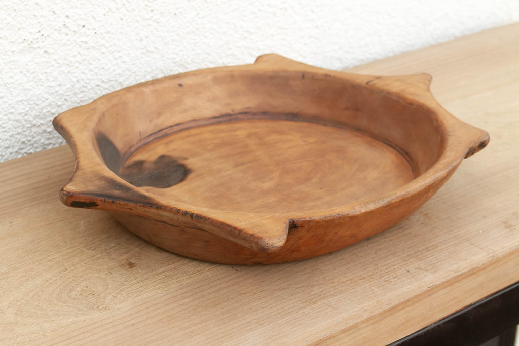 Rustic Hand-Carved Tray with Handles