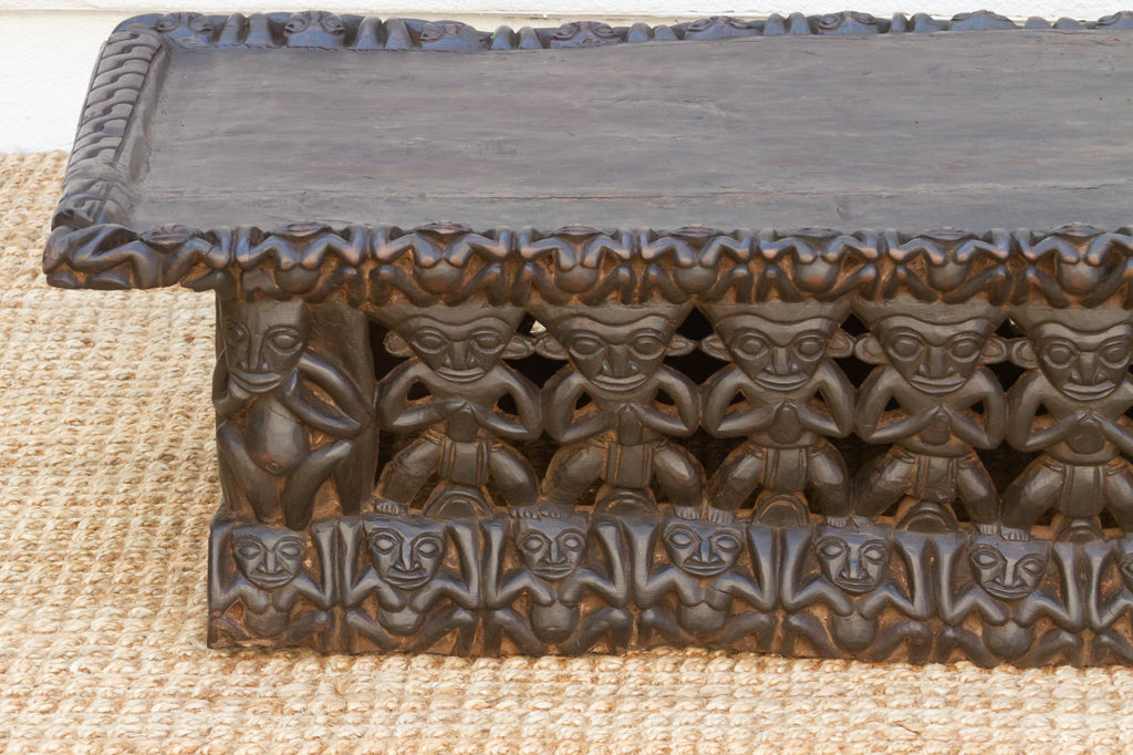 Finely Carved Ebonized Brown Bamileke Bed