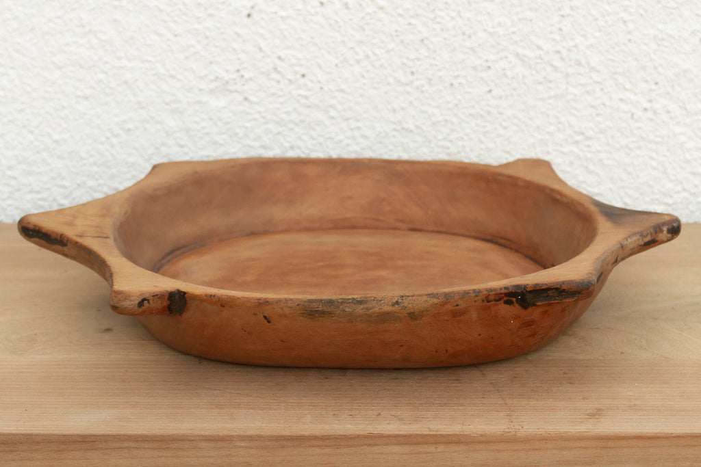 Rustic Hand-Carved Tray with Handles