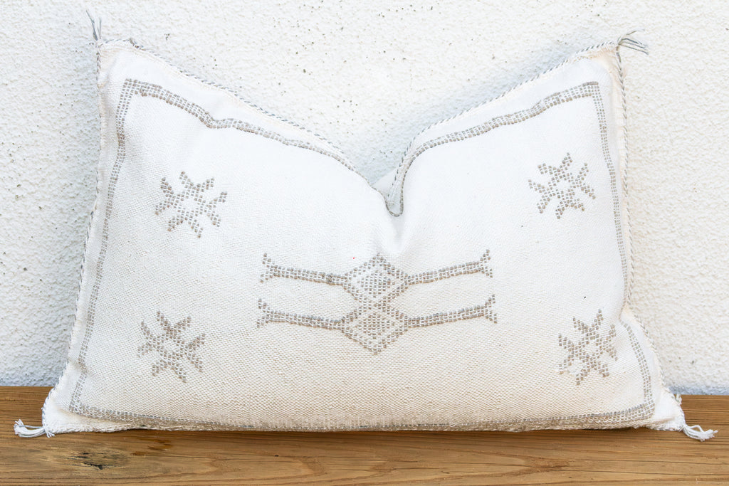 White Diamond Lumbar Moroccan Silk Pillow