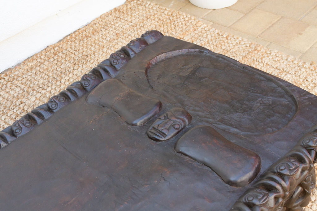 Finely Carved Ebonized Brown Bamileke Bed