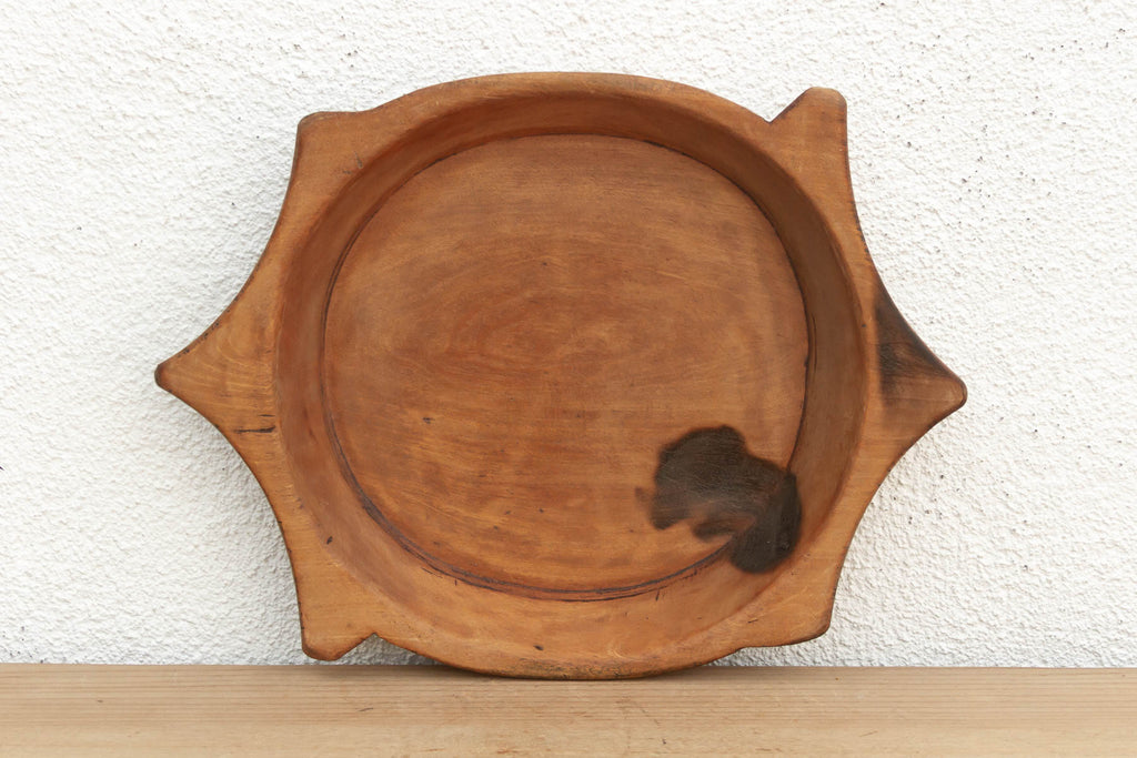 Rustic Hand-Carved Tray with Handles