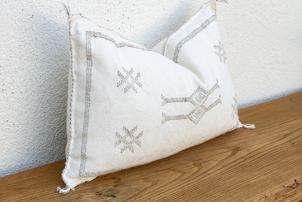 White Diamond Lumbar Moroccan Silk Pillow
