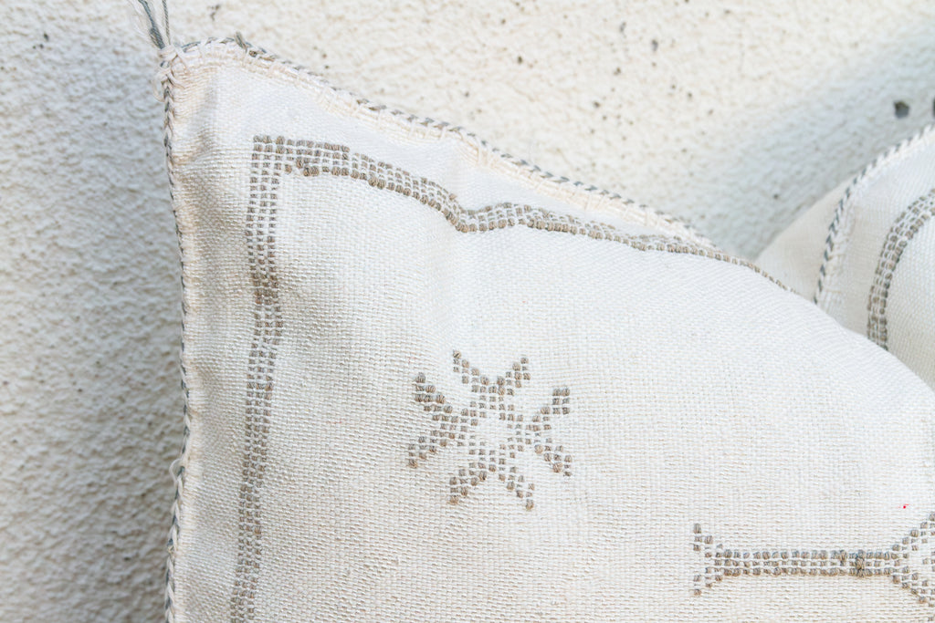 White Diamond Lumbar Moroccan Silk Pillow