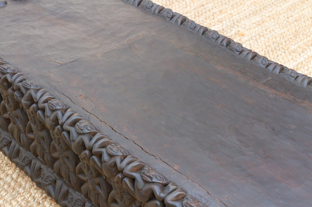 Finely Carved Ebonized Brown Bamileke Bed