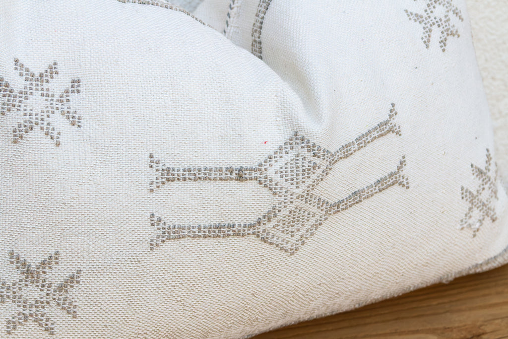White Diamond Lumbar Moroccan Silk Pillow