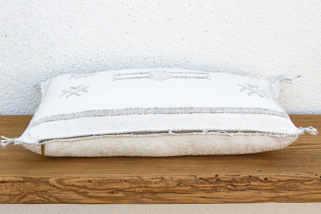 White Diamond Lumbar Moroccan Silk Pillow