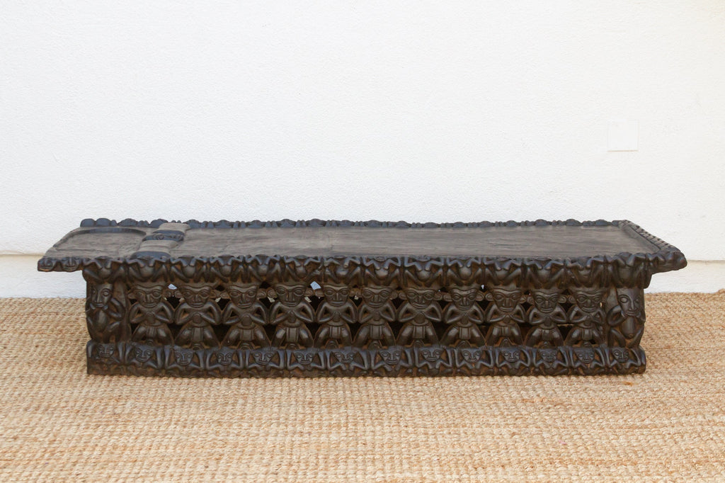 Finely Carved Ebonized Brown Bamileke Bed