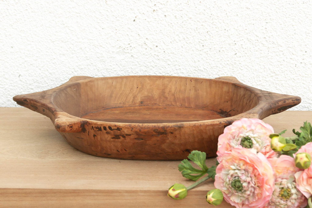 Unique Wooden Bowl w/ Turtle Style Shape