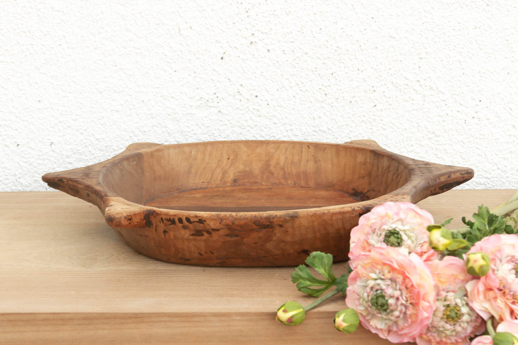Unique Wooden Bowl w/ Turtle Style Shape