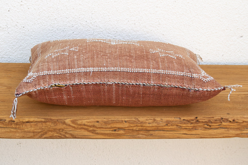 Terracotta Bow-Tie Lumbar Moroccan Silk Pillow