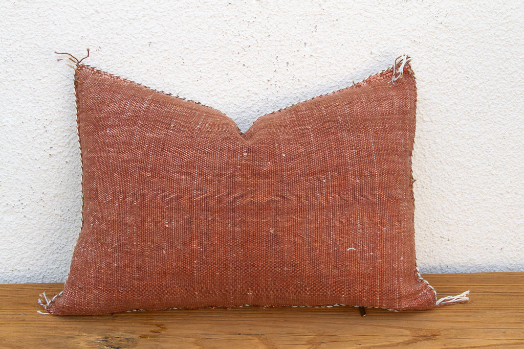 Terracotta Bow-Tie Lumbar Moroccan Silk Pillow