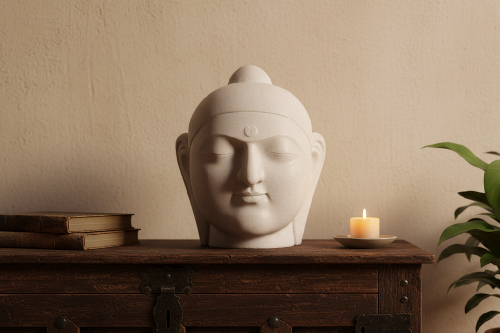 Substantial White Buddha Head Figure