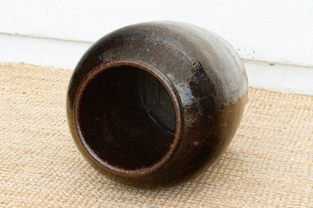 Antique Asian Martaban Planter with Cacao Brown Patina