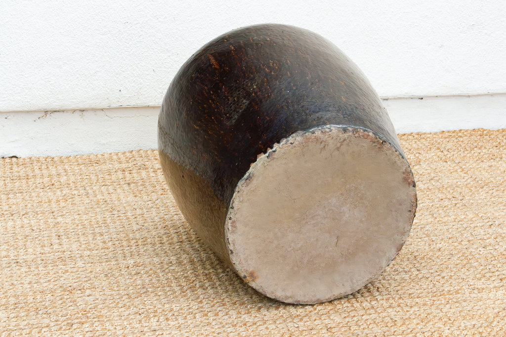 Antique Asian Martaban Planter with Cacao Brown Patina