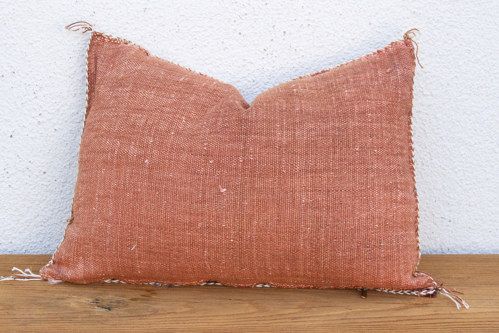 Terracotta Star Lumbar Moroccan Silk Pillow (Trade)