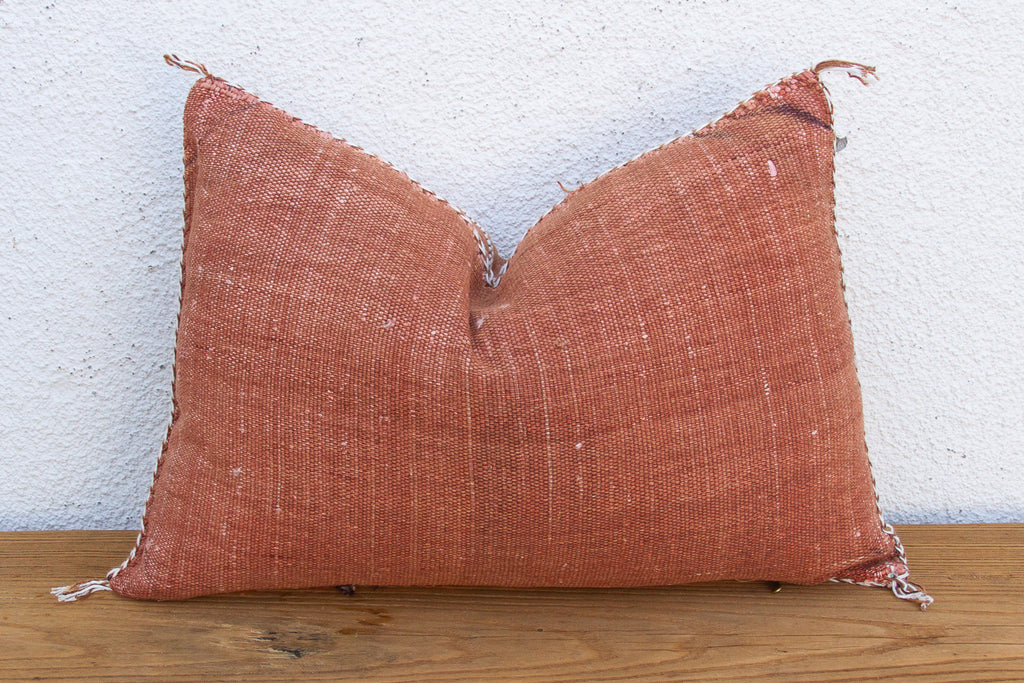 Terracotta Diamond Lumbar Moroccan Silk Pillow (Trade)