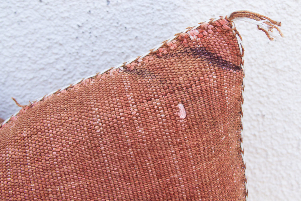 Terracotta Diamond Lumbar Moroccan Silk Pillow (Trade)