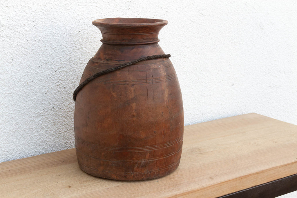 Large Antique Wooden Milk Pot