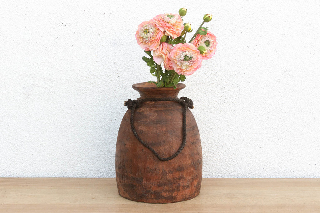 Antique Rustic Wooden Milk Pot