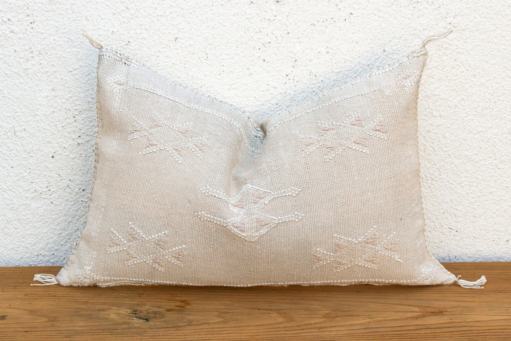 Ivory Star Cluster Lumbar Moroccan Silk Pillow (Trade)