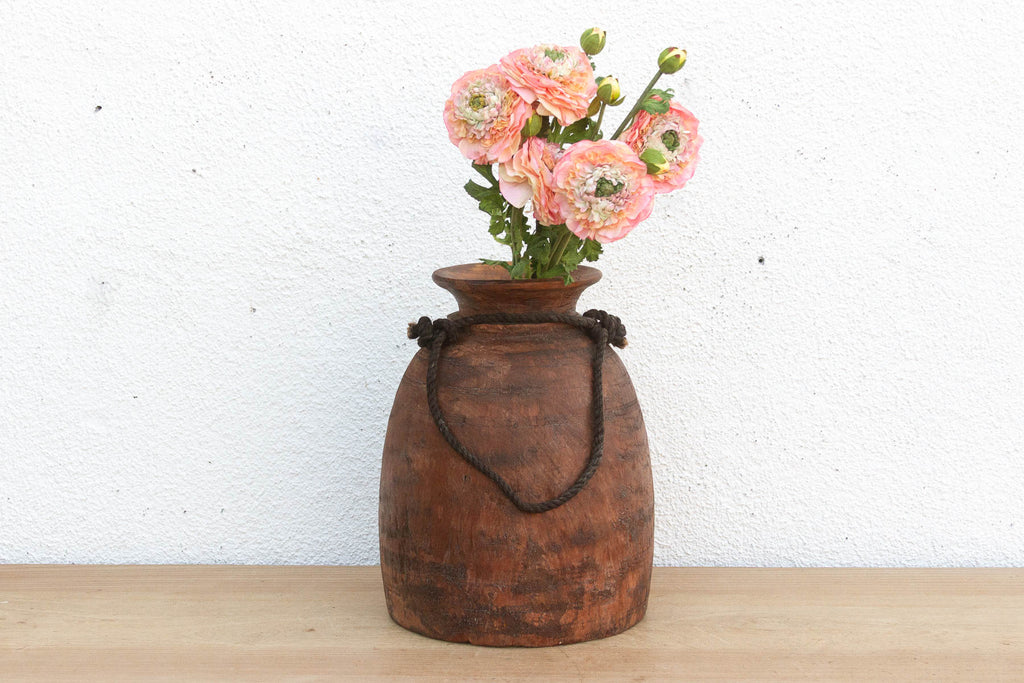 Antique Rustic Wooden Milk Pot