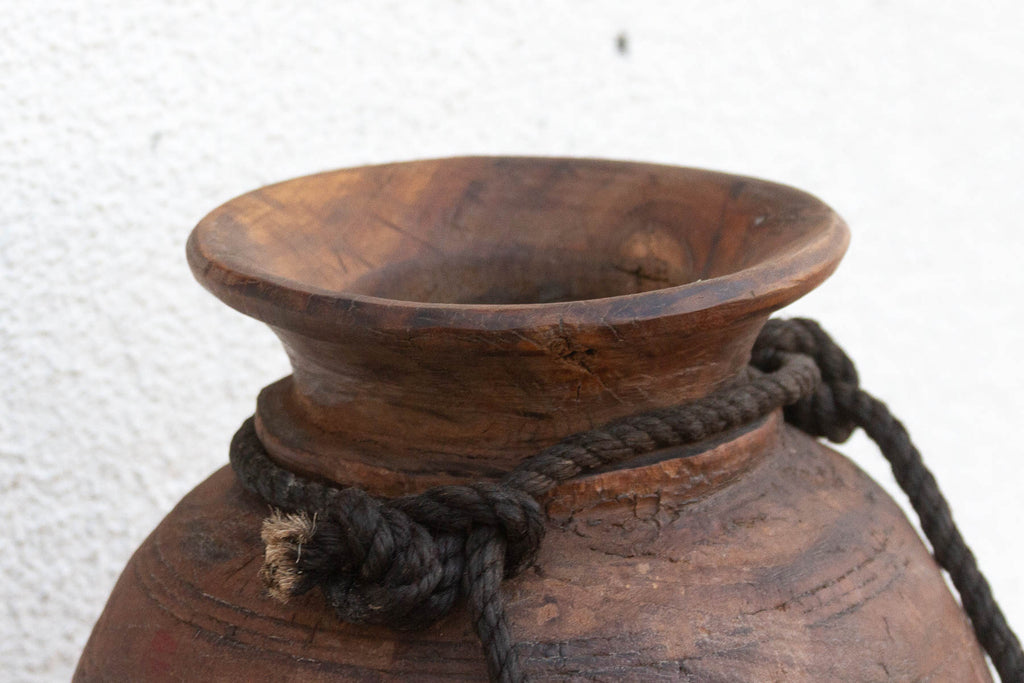 Antique Rustic Wooden Milk Pot