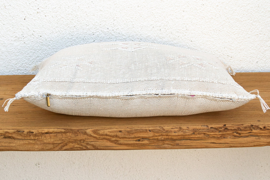Ivory Star Cluster Lumbar Moroccan Silk Pillow (Trade)