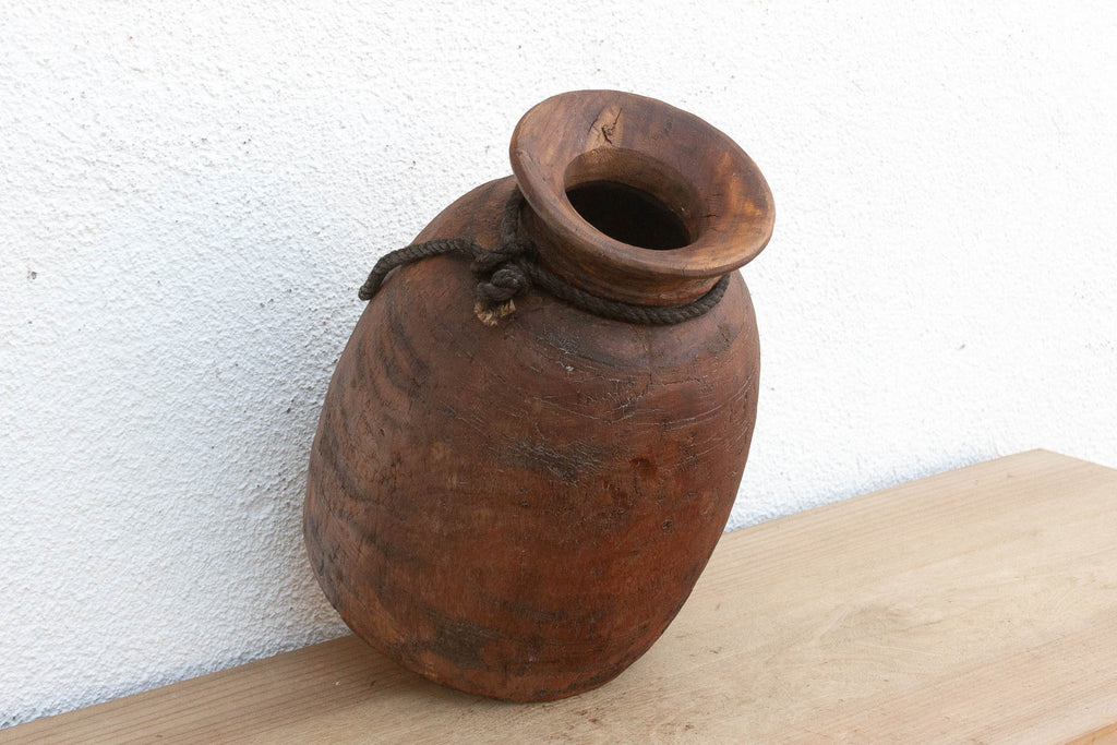 Antique Rustic Wooden Milk Pot
