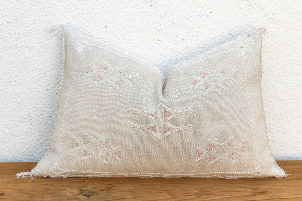 Ivory Diamond Lumbar Moroccan Silk Pillow