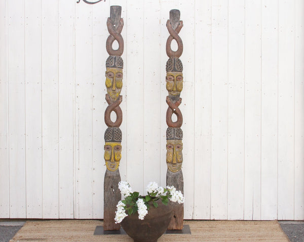 Pair of Antique African House Post