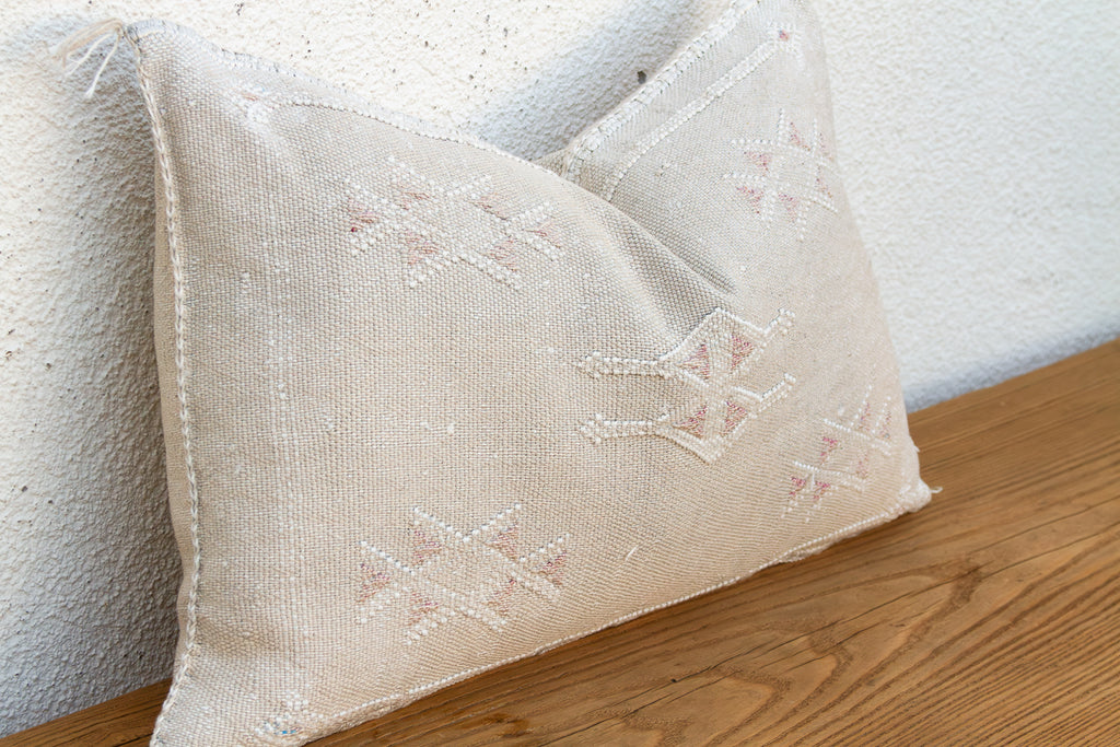Ivory Diamond Lumbar Moroccan Silk Pillow