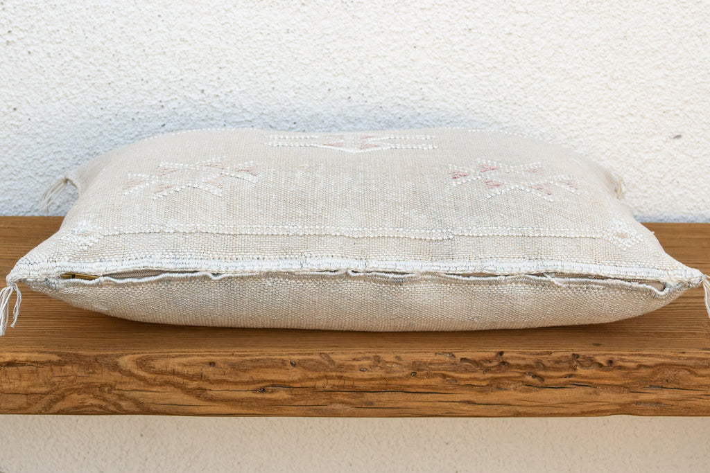 Ivory Diamond Lumbar Moroccan Silk Pillow