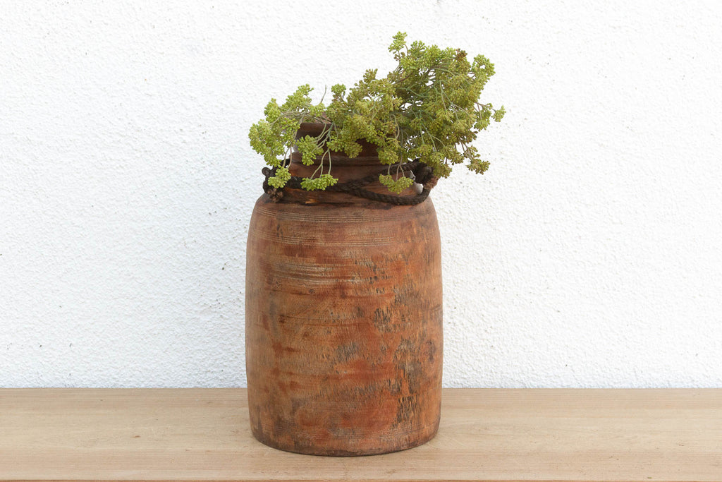 Antique Primitive Dark Wood Vessel