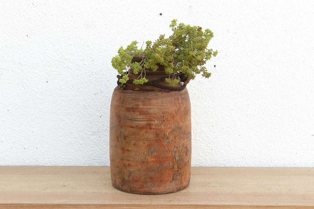 Antique Primitive Dark Wood Vessel