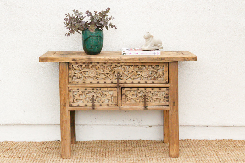 Antique Shanxi Finely Carved Console Table