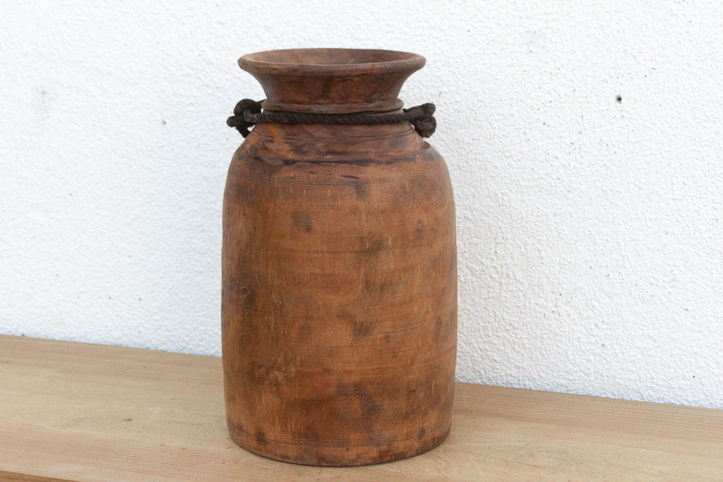 Antique Primitive Dark Wood Vessel