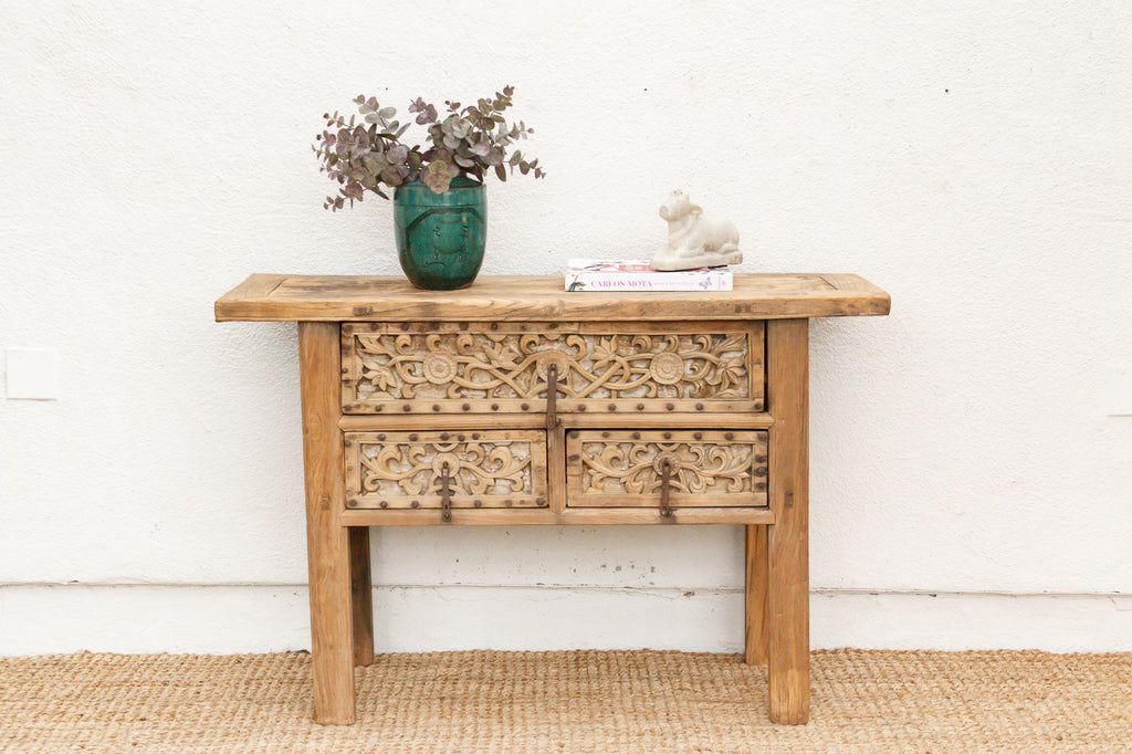 Antique Shanxi Finely Carved Console Table